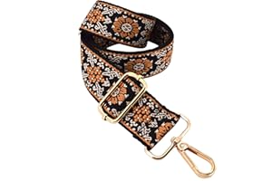 ROYGBCP Adjustable Wide Shoulder Strap Replacement Belt Guitar Style Crossbody Bag Handbag Strap Multicolor Canvas Straps