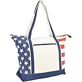 DALIX Flag Tote Bag USA American Pride Star Spangled Stars Stripes Shopping Grocery Bag
