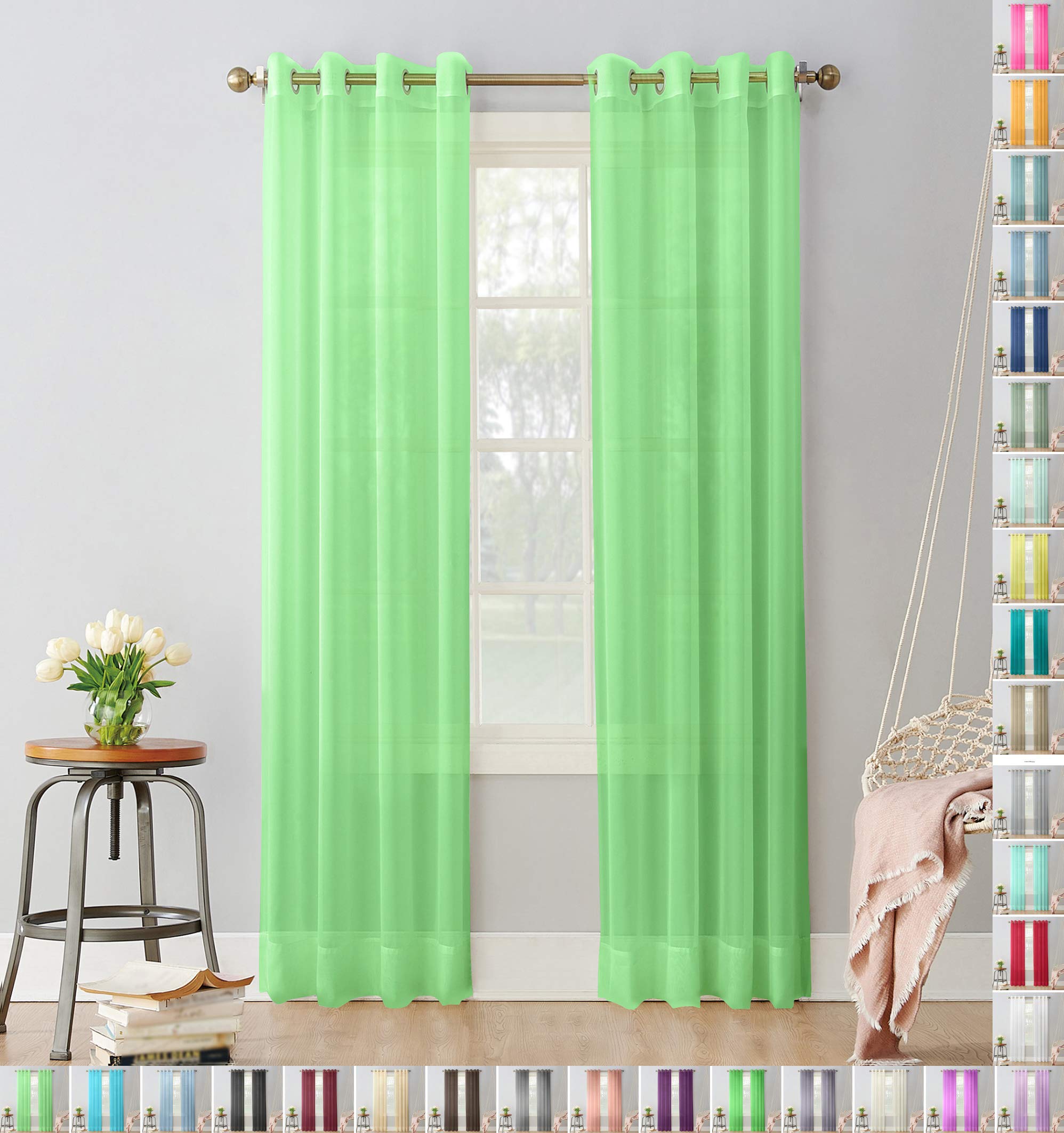 Megachest pair of sheer voile RING top (lime, 56" wideX36 drop(W142cmXH91.5cm))