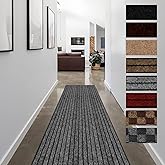 FREADEM Runner Rugs for Hallways, 2FT x 6FT Non Slip Kitchen Area Rug Entryway Runner Laundry Room Rug, 2-82 FT Indoor Outdoor Carpet Runners with Rubber Backing, Grey Stripe