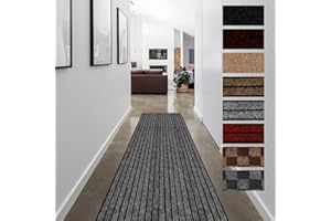 FREADEM Runner Rugs for Hallways, 2FT x 6FT Non Slip Kitchen Area Rug Entryway Runner Laundry Room Rug, 2-82 FT Indoor Outdoor Carpet Runners with Rubber Backing, Grey Stripe