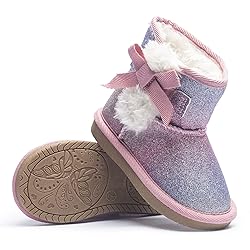 KRABOR Toddlers/Little Girls Boots,Glitter Warm