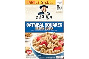 Quaker Oatmeal Squares Breakfast Cereal, Brown Sugar, 21oz Box