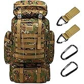 70L Hiking Backpack for Men, Waterproof Lightweight Camping Backpack, Military Rucksack with Molle, 3-Day Assault Pack for Travel, Climbing, Outdoor Sports (Green Camouflage)