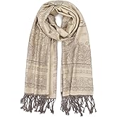 Ciormis Two Tone Silky Paisley Pashmina Shawl Scarf,Soft Women's Rave Jacquard Pashminas Wrap Scarves