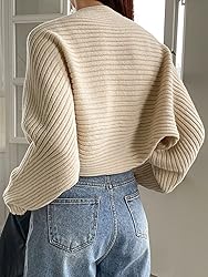Verdusa Women's Casual Long Sleeve Open Front Crop