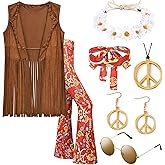 ZeroShop Women's 60s 70s Decades Hippie Clothes Outfits Accessories Costume for Halloween