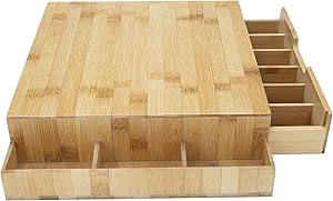 Mind Reader Bamboo Kitchen, Makeup Drawer Organizer, Brown