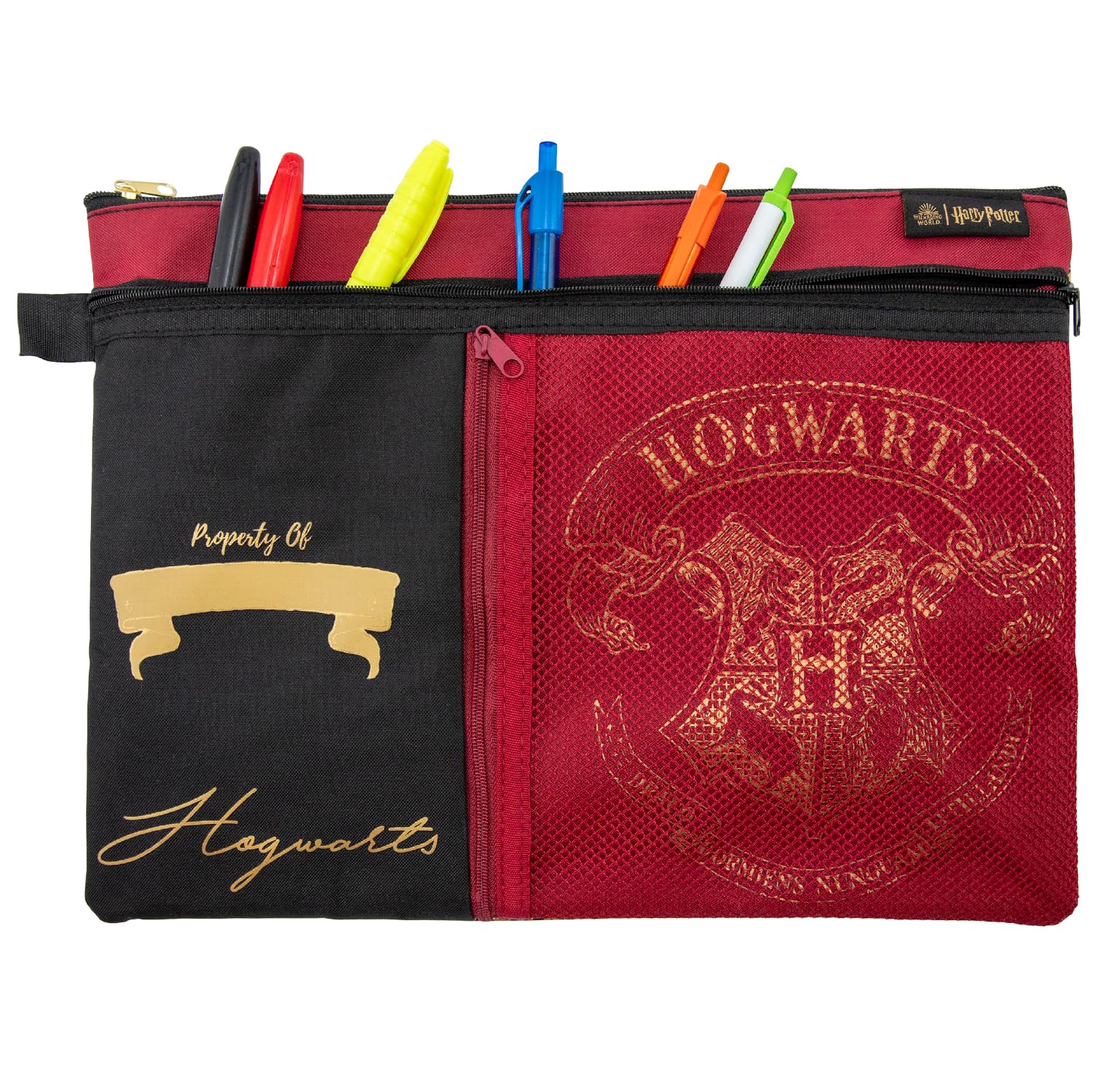 Blue Sky Studios Harry Potter Multi Pocket Pencil Pouch & Carrying Case, Zip up Pounch to Hold Stationary Supplies for Harry Potter Fans, 34 x 25 Centimetres