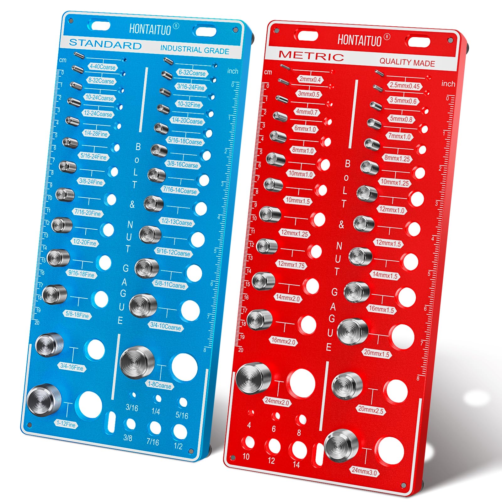 Photo 1 of 62 Nut and Bolt Thread Checker Standard and Metric,Bolt Size and Thread Gauge with 25 Standard & 25 Metric Bolt & 12 Drill Bit Gauge,Bolt and Nut Identifier Gauge