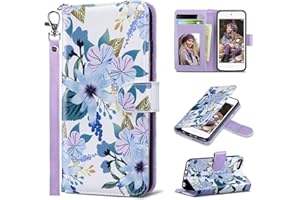 ULAK iPod Touch 7 Wallet Case, iPod Touch 6 Case with Card Holder, Premium PU Leather Magnetic Closure Protective Folio Cover for iPod Touch 7th/6th/5th Generation (Blossom Blue)