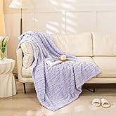 YUSOKI Sherpa Large Throw Blanket Single Layer,Light Weight(1.7lb),370GMS-3D Stylish Design for Gift Home Decor (Lavender Fog,50"x65",50"x65")