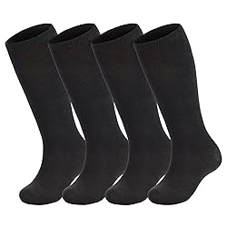 Zando 4 Pairs Soccer Socks Youth Girls Black Knee