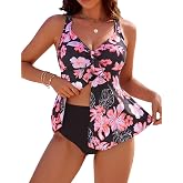 BMJL Womens Split Front Two Piece Tankini Swimsuit | Flowy Bathing Suit Tummy Control Modest Swim Suit 2026