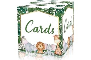 HEZNZXQ Safari Jungle Card Box - Wild Animal Collapsible Money Box or Gift Box for Baby & Bride Shower, Birthday, Wedding Reception, Engagement Party, Graduation - 8"x8"x8" Party Favors Decorations Boxes(18)