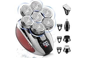 CHLANT Head Shavers for Bald Men 7D, 5 in 1 Electric Shavers for Men Bald Head Rechargeable Bald Shavers for Men Waterproof Men's Rotary Shavers Grooming Kit with LED Display