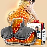 Lenmen Graphene-Infused 1Min Fast Heating Pad, Deeper Pain Relief Weighted Heating Pads for Neck and Shoulders and Back, Heated Wrap with 6 Heat Options 4 Auto Timer, Gifts for Men Women Mom Christmas