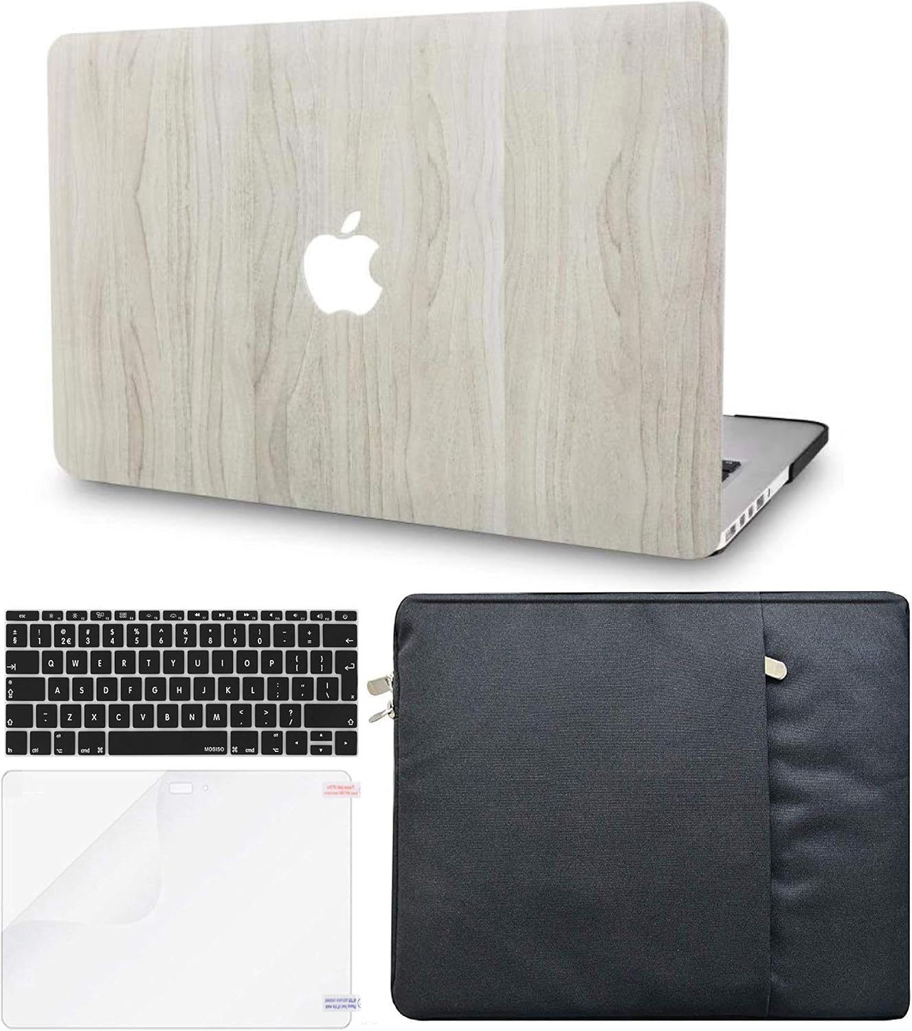 KECC Laptop Case for MacBook Air 13" w/Keyboard Cover + Sleeve + Screen Protector (4 in 1 Bundle) Plastic Hard Shell Case A1466/A1369 (Pine Wood 2)