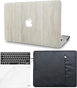 KECC Laptop Case for MacBook Air 13" w/Keyboard Cover + Sleeve + Screen Protector (4 in 1 Bundle) Plastic Hard Shell Case A1466/A1369 (Pine Wood 2)