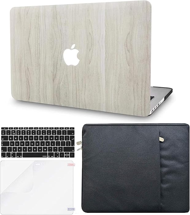 KECC Laptop Case for MacBook Air 13" w/Keyboard Cover + Sleeve + Screen Protector (4 in 1 Bundle) Plastic Hard Shell Case A1466/A1369 (Pine Wood 2)