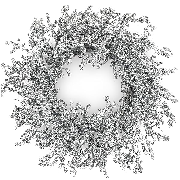 26 INCH WINTER FRONT DOOR WREATH SILVER BERRY...