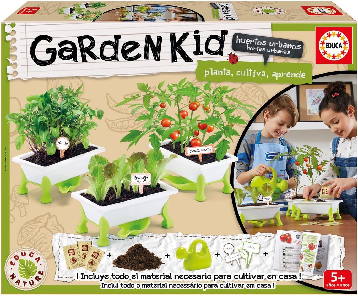 Educa Borrás- Garden Kid Tomate, Lechuga y Rúcula, 2 x 100 Piezas ...