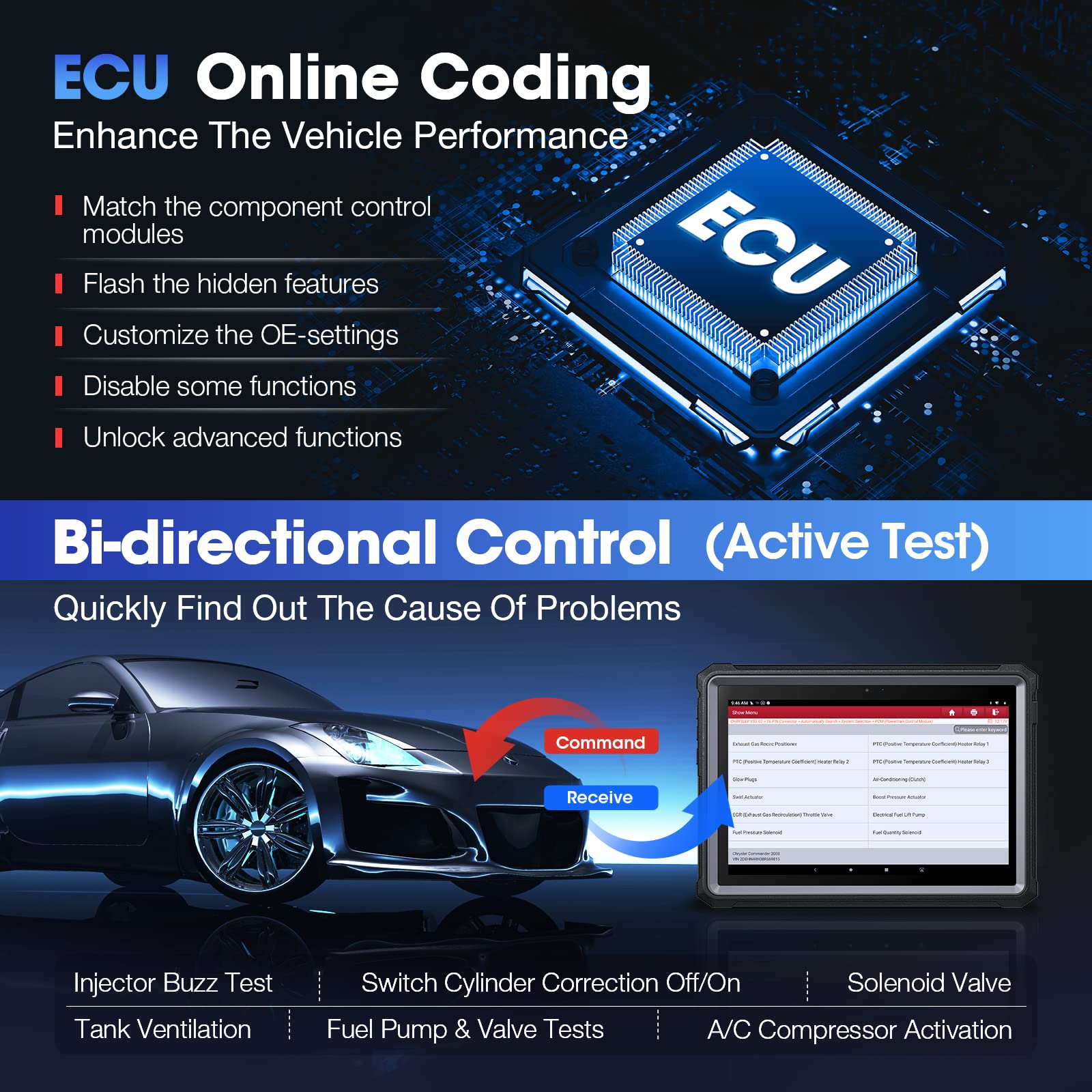 2025 LAUNCH X431 V+ PRO 5 Bidirectional Scanner – Full System Diagnostic Tool With Key Coding, 2 Yr Free Updates