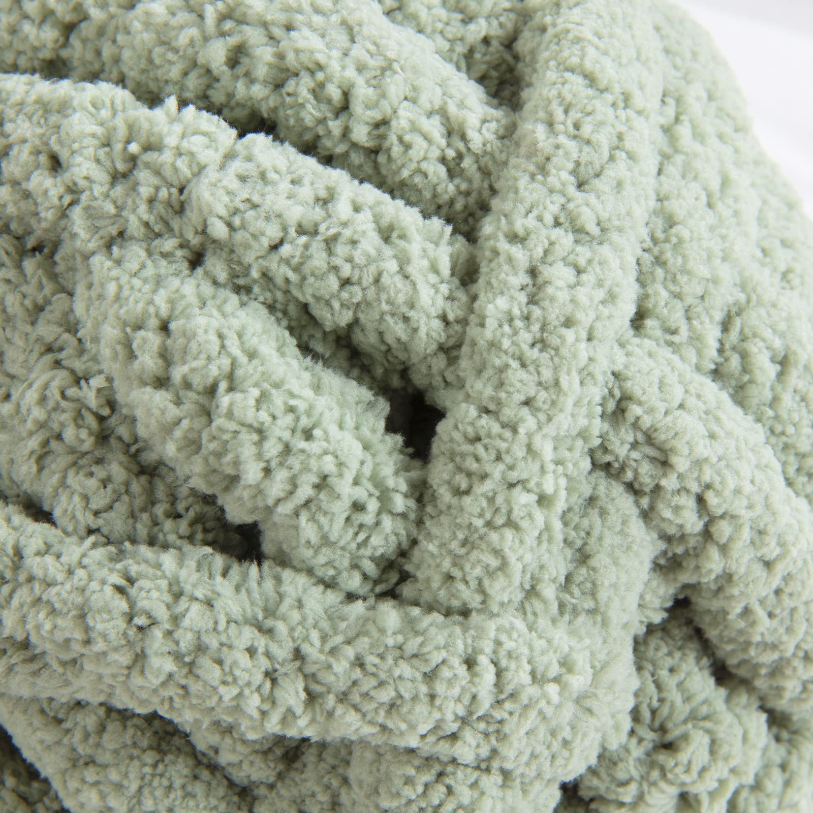 HOMBYS Sage Green Chunky Chenille Yarn for Crocheting, Bulky Thick Fluffy Yarn for Knitting,Super Bulky Chunky Yarn for Hand Knitting Blanket, Soft Plush, 8 Jumbo Pack (27 yds,8 oz Each Skein)