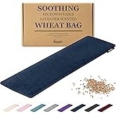 Qomfor Microwave Heating Pad - Large Microwavable Wheat Bag Heat Pack for Neck and Shoulders, Pain Relief, Back Pain, Arthritis, Period Cramps - Reusable Lavender Heating Pad (Dark Blue)