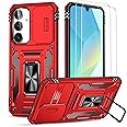 Ezanmull for Samsung Galaxy A16 5G Case with Slide Camera Cover + Screen Protector(2 Packs), Rotated Ring Kickstand Military Grade Shockproof Protective Cover for Samsung Galaxy A16 5G (Red)