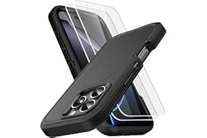 MXX for iPhone 16 Pro Max Case, Heavy Duty 3-Layer Rugged Cover with Tempered Glass Screen Protector, Shockproof Dustproof Full Body Protection (6.9") – Black