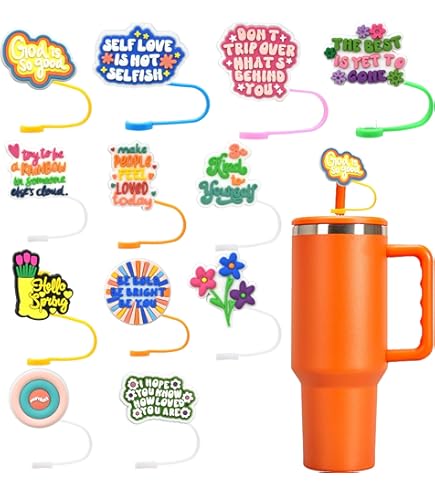 thumbnail image 2 of 8Pcs Cartoon Straw Covers For Stanley Tumblers - Silicone Straw Toppers For 10mm Drinking Straws 2 of 10