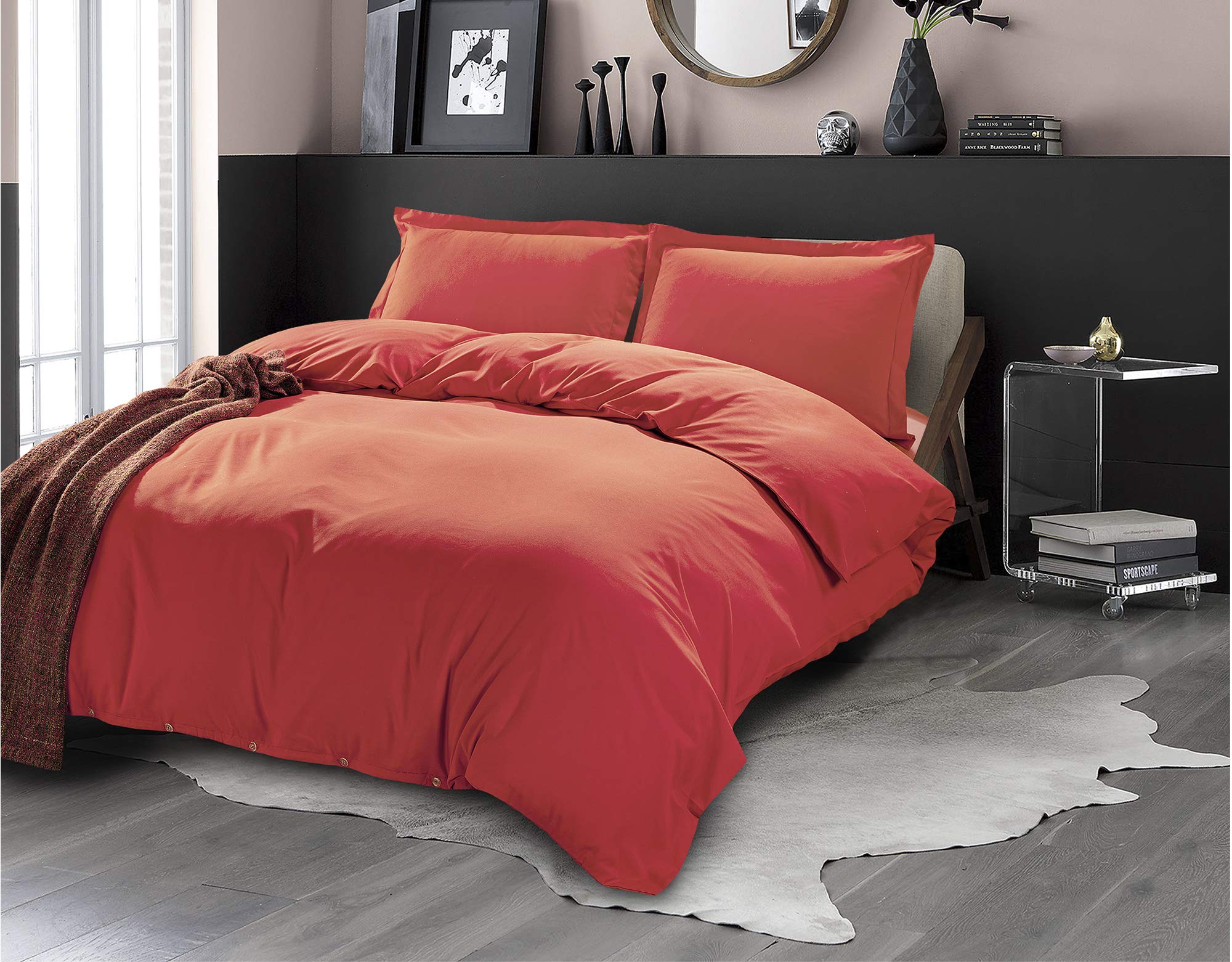 Elegant Comfort Ultra Soft 3-Piece Duvet Cover Set - 1500 Premium Hotel Quality Microfiber, Wrinkle and Fade Resistant 3PC Duvet Cover Set, Full/Queen, Rust