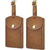 S-ZONE Leather Luggage Tag for Suitcases TSA Approved Adjustable Personalized Travel Tags