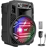 Pyle Portable Bluetooth PA Speaker System - 300W Rechargeable Outdoor Bluetooth Speaker Portable PA System w/ 8” Subwoofer 1” Tweeter, Microphone In, Party Lights, MP3/USB, Radio, Remote -PPHP835B