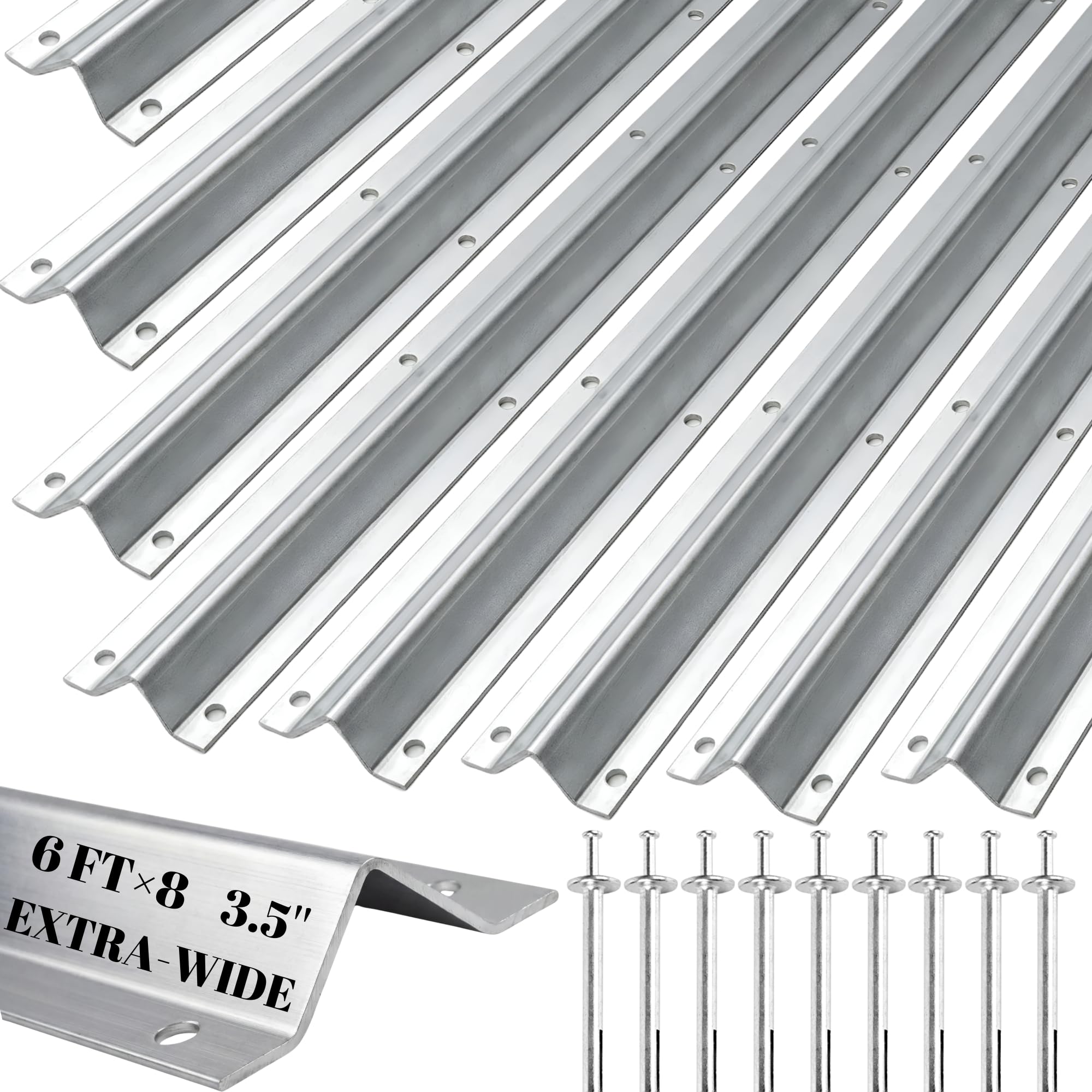 Photo 1 of  1 pc 48 FT(6FT×8) Heavy Duty Extra Wide 3.5" Wide V-Track for Sliding Gate,Compatible with 4" & 6" V-Groove Wheels, Galvanized Steel Ground Track Modular Design for Driveway, Warehouse & Industrial Gates