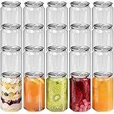 Vtsmax 100-Pack Plastic Juice Bottles with Caps Empty Soda Cans with Aluminum Lids for Smothies, Boba, Beer &ndash; Only Compatible with Can Sealers (11.2oz/330ml)