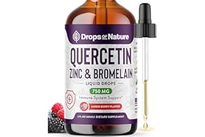 DROPS OF NATURE Quercetin with Bromelain & Zinc (5mg) Liquid Drops – Immune Support for Adults & Kids – Ultra-Concentrated Bioflavonoids – Immune Defense – Cellular Health – Vegan, Non-GMO, Gluten Free – 2 Fl Oz