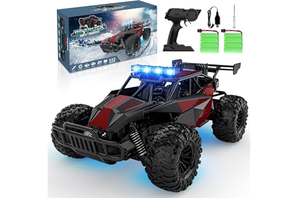 BLUEJAY Remote Control Car, 2.4GHz High Speed 33KM/H RC Cars Toys, 1:12 Monster RC Truck Off Road with LED Headlight and Rech