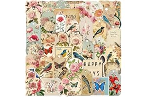 52PCS Retro Journal Stickers Vintage Paper Floral Butterfly Decals for Scrapbooking, Phone Cases, Notebook Decor 07