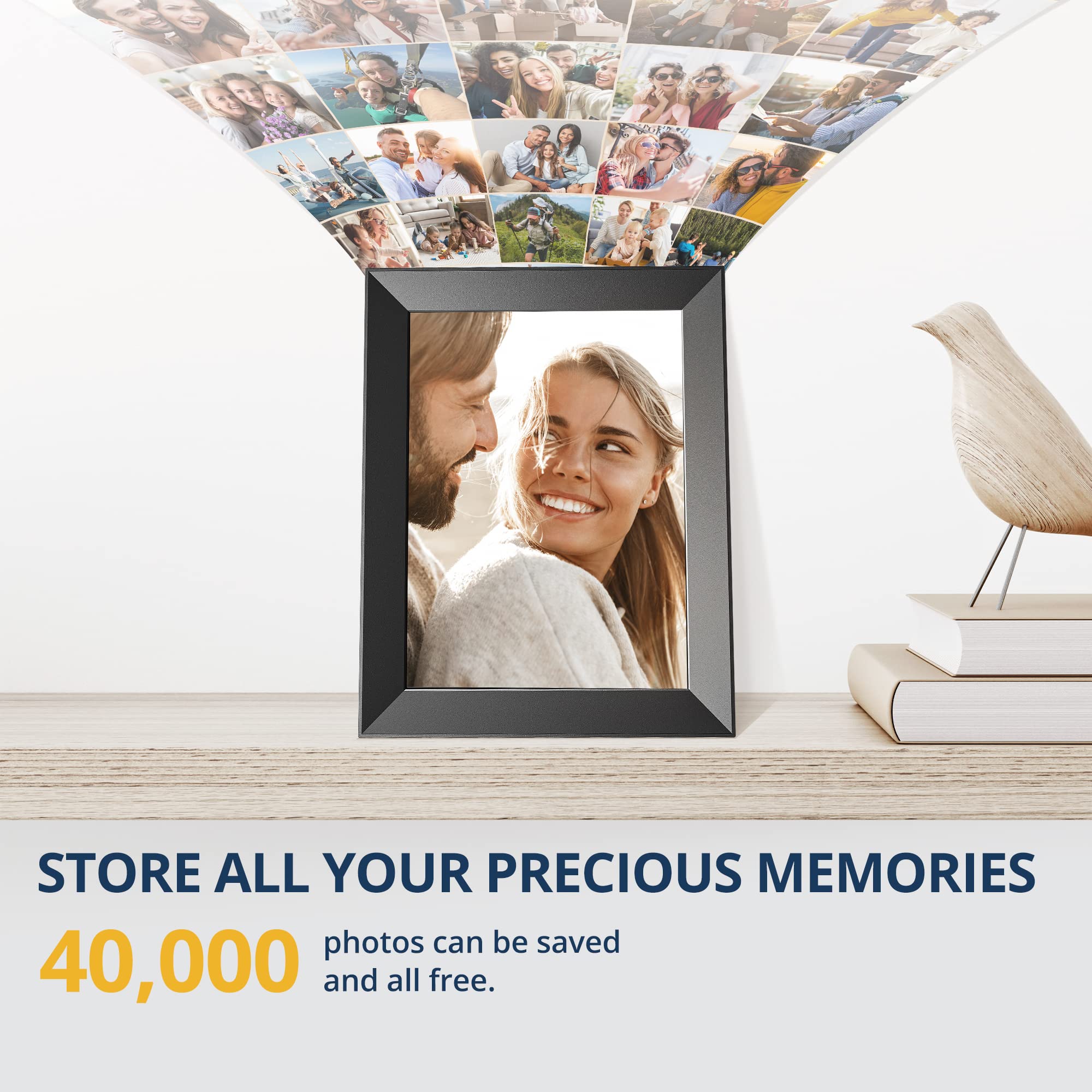 Dragon Touch 10 Inch WiFi Digital Picture Frame, 2K Auto-Rotate Touch Screen Built-in Rechargeable Battery,Digital Photo Frame, Share Photos via App, Email, Cloud in a Minute