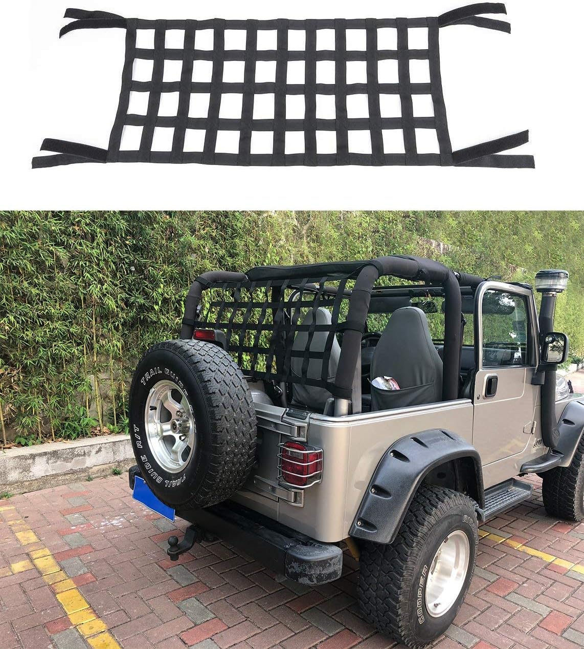 Miners2000 Rear Top Cargo Net Car Hammocks Bed Net Rest Oxford Cloth Car Roof Hammock for YJ, TJ, YJ,JK,JL (156x48cm)