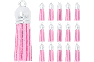 Mandala Crafts Faux Suede Tassels for Keychains Pink Tassels for Crafts - Small Tassels for Jewelry Making Charms - 100 Faux Leather Tassels Pink Keychain Tassels Bulk