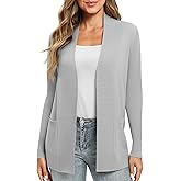 Women's Lightweight Long Sleeve Knit Cardigan with Pockets Open Front Casual Sweater for Spring Fall