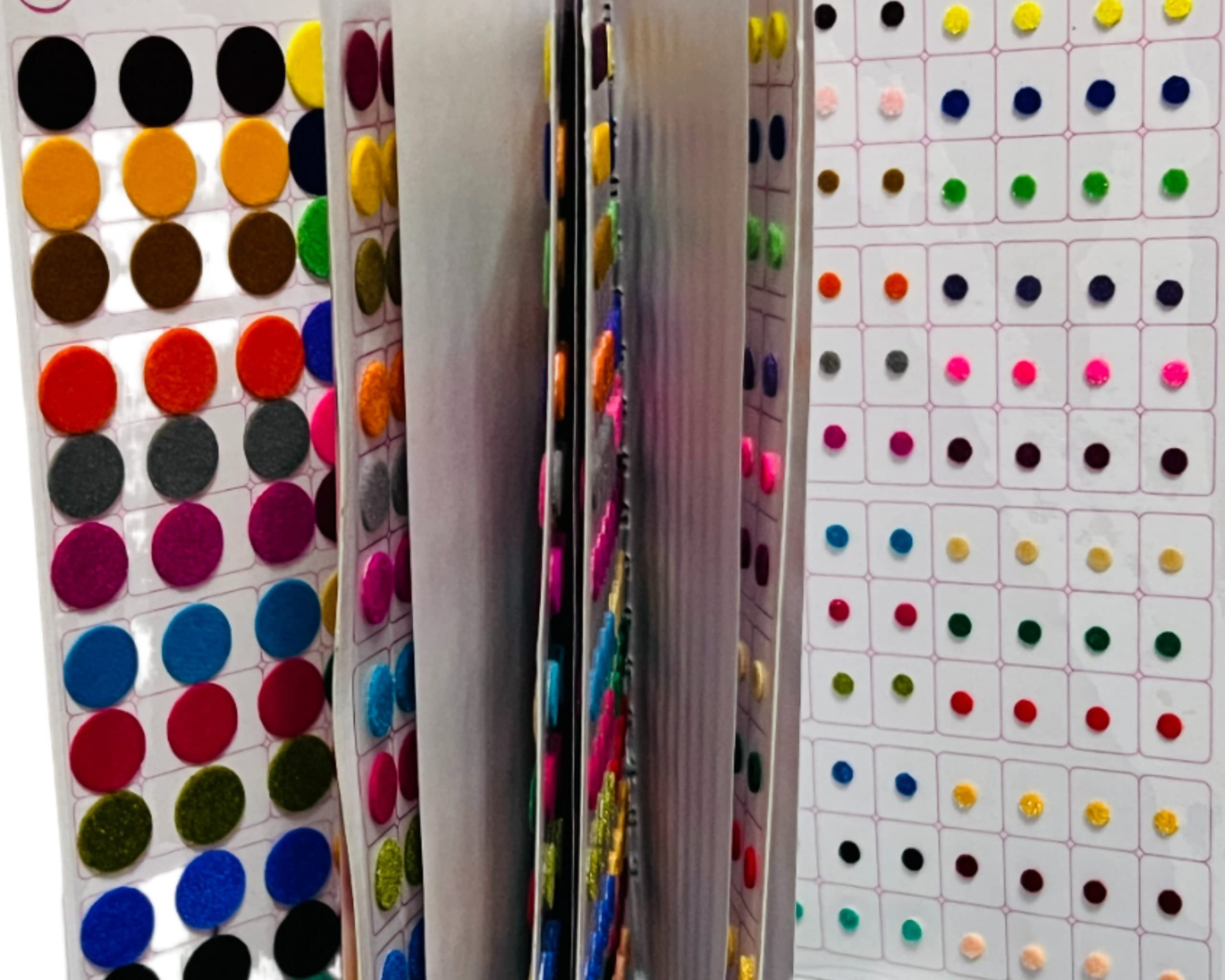 960 X Count Bindi Forehead Tattoo Multicolour Polka Dot Designer Bindis Traditional Daily Use Sticker Booklet