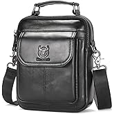 Leather Shoulder Bag for Men Casual Crossbody Bag Travel Vintage Messenger Bag Multi-function Handbag Satchel