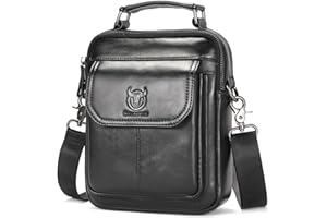 Leather Shoulder Bag for Men Casual Crossbody Bag Travel Vintage Messenger Bag Multi-function Handbag Satchel