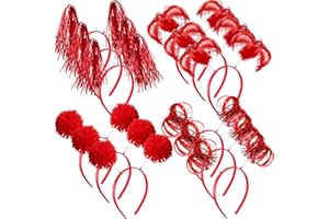 Censen 12 Pcs Pom Pom Party Headbands Tinsel Wrapped Ponytails Headbopper Headwear for Birthday Holiday