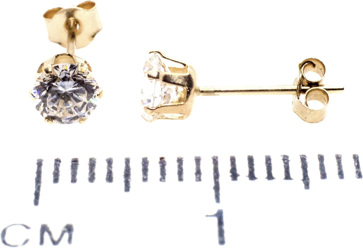 Arranview Jewellery 3 mm CZ solitaire stud earrings in 9ct yellow gold, White - Image 3