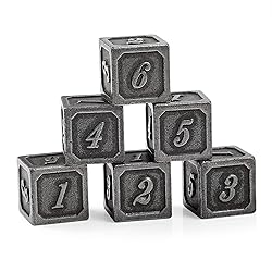DNDND Ancient Silver D6 Dice Set, 6 Pieces Six